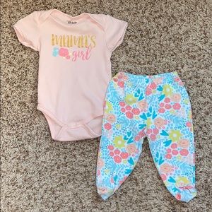 6M girl 2-piece footed pants and bodysuit